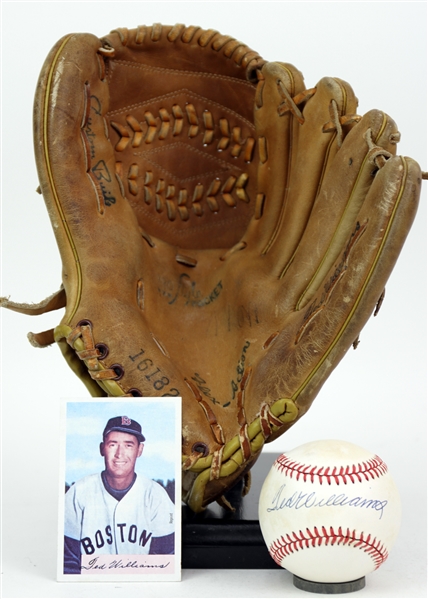 1960s-80s Ted Williams Boston Red Sox Store Model Ted Williams Brand Mitt & Signed OAL Brown Baseball (JSA)