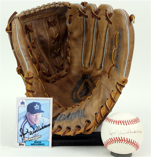 1980s-90s Dick Williams Seattle Mariners Store Model Nokona Mitt & Signed OAL Budg Baseball (JSA)