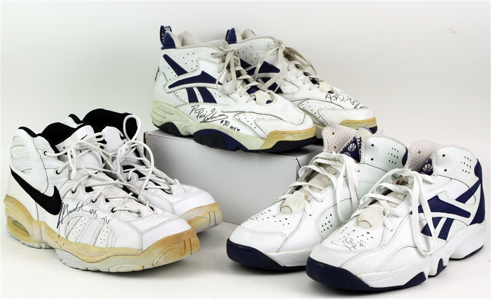 1990s Game Worn Signed Basketball Sneakers - Lot of 3 Pairs w/ Dennis Scott, Shawn Bradley & Dajuan Eubanks (MEARS LOA/JSA)