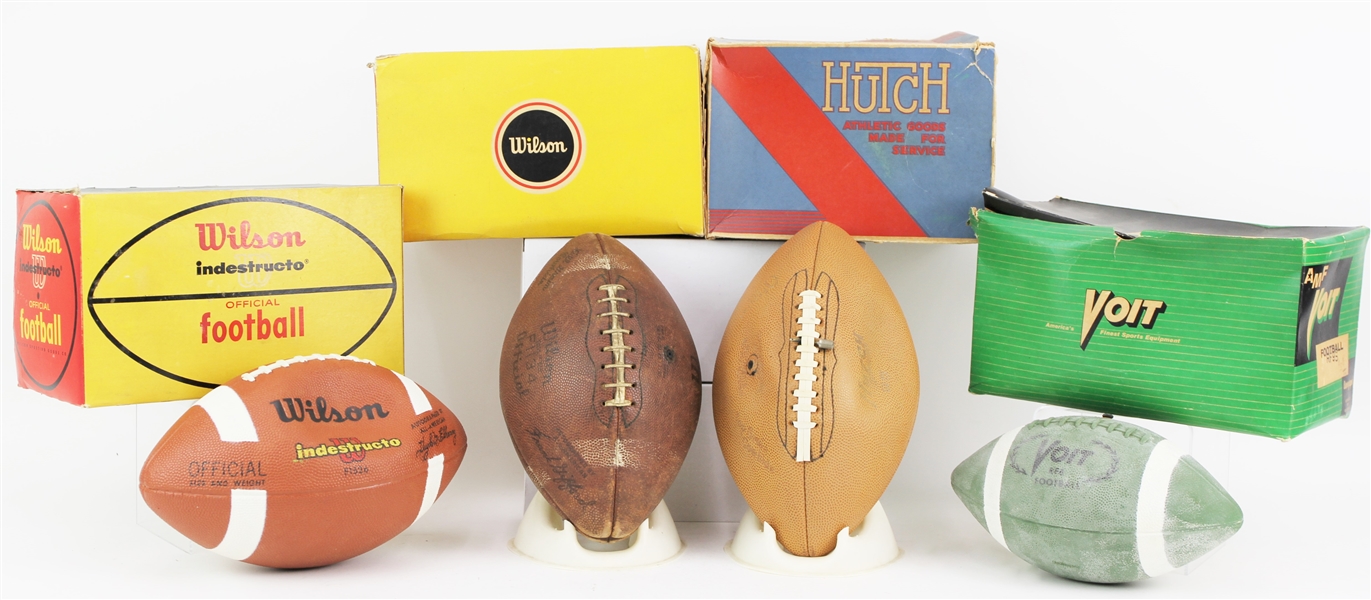 1960s Store Model Football Collection - Lot of 4 w/ Original Boxes Including Frank Gifford & Hugh McElhenny