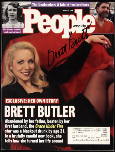 1996 Brett Butler Grace Under Fire Signed People Magazine (MEARS LOA)