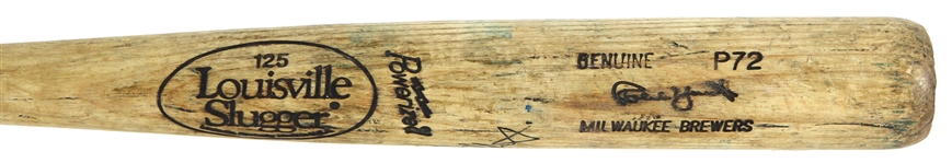 1991-93 Robin Yount Milwaukee Brewers Signed Louisville Slugger Professional Model Game Used Bat (MEARS A10/JSA)