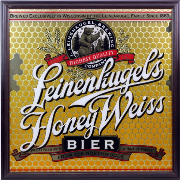 2000s Leinenkugels Honey Weiss Beer 26" x 26" Bar Mirror