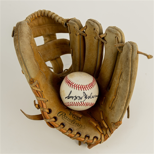 1980s Reggie Jackson California Angels Store Model Rawlings Mitt & Signed OAL Brown Baseball (JSA)