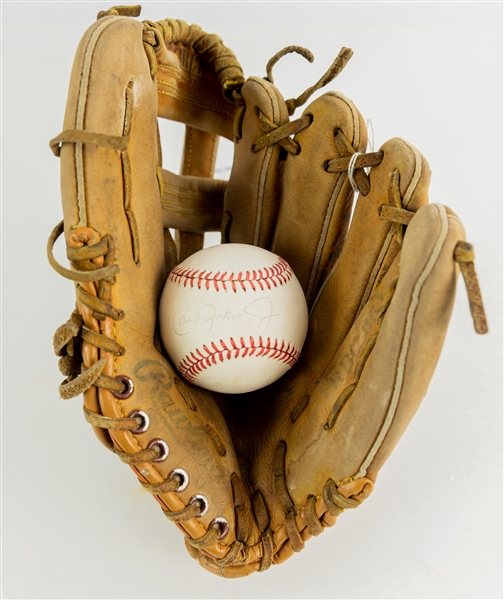 1980s Cal Ripken Jr. Baltimore Orioles Store Model Rawlings Mitt & Signed OAL Brown Baseball (JSA)