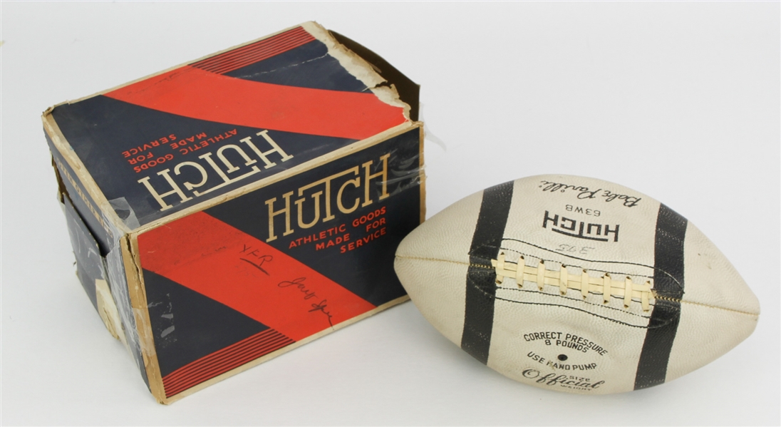 1963 Babe Parilli Boston Patriots Store Model Hutch Player Endorsed White Football w/ Box