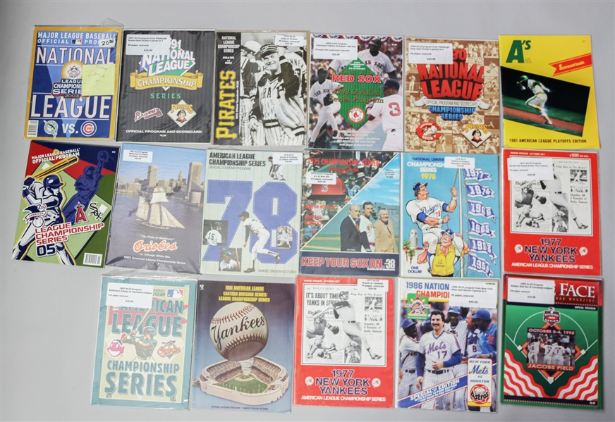 1975-2005 Postseason Baseball Program Collection - Lot of 17