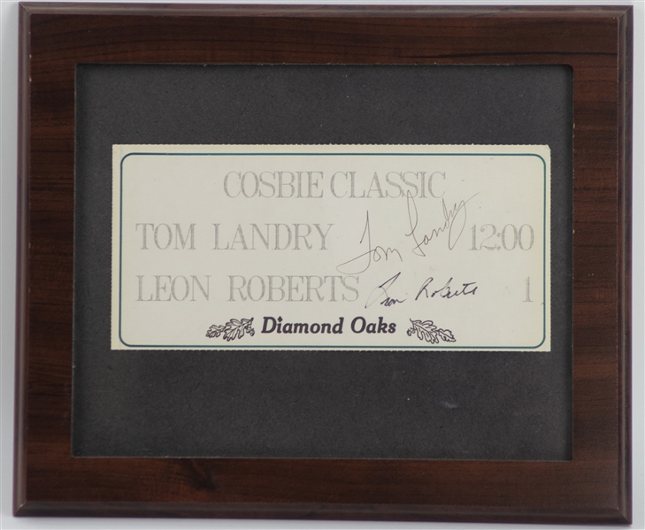 1960-88 Tom Landry Dallas Cowboys & Leon Roberts Detroit Tigers Signed 10x12 Framed Cobie Classic (JSA)