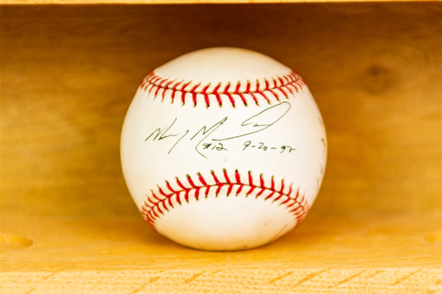 2000s Mickey Morandini John Valentin Randy Velarde Unassisted Triple Play Signed OML Selig Baseball (JSA)