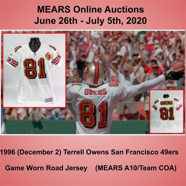 1996 (December 2) Terrell Owens San Francisco 49ers Game Worn Road Jersey (MEARS A10/Team COA)