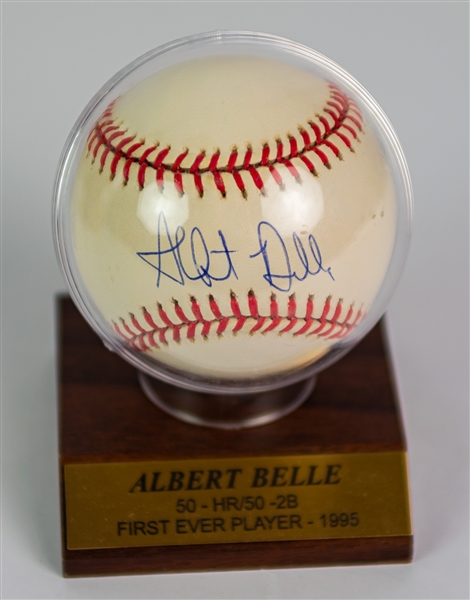 1995-99 Albert Belle Cleveland Indians Signed OAL Budig Baseball (Upper Deck Authentication/JSA)