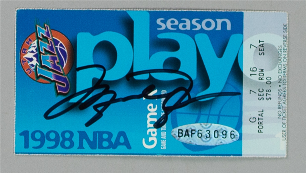 1998 Michael Jordan Chicago Bulls Signed Game 6 NBA Finals Ticket Stub (Upper Deck Authentication/JSA) "the Final Shot"