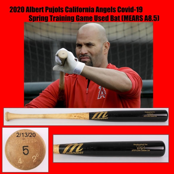 2020 Albert Pujols California Angels Covid-19 Spring Training Game Used Bat (MEARS A8.5)