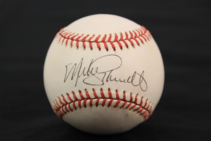 1993-94 Mike Schmidt Philadelphia Phillies Signed OAL Brown Baseball (JSA)