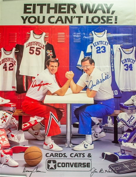 1980s Joe Hall & Denny Crum Kentucky Wildcats & Louisville Cardinals Converse Poster