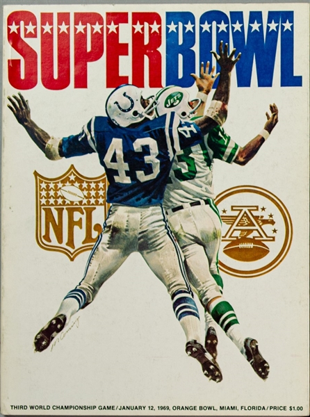 1969 New York Jets vs Baltimore Colts Super Bowl III Program 