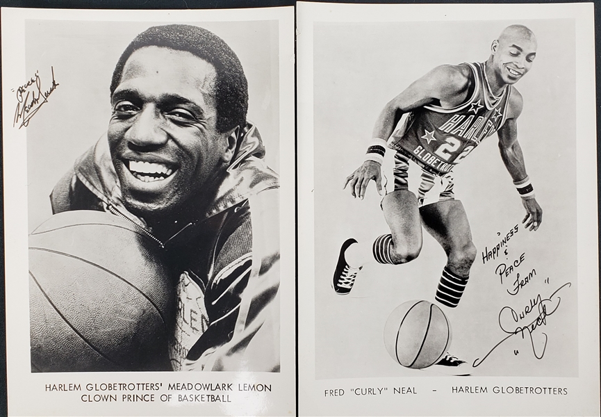 1970s Curly Neal Meadowlark Lemon Harlem Globetrotters 5" x 7" Facsimile Signed Photos - Lot of 2