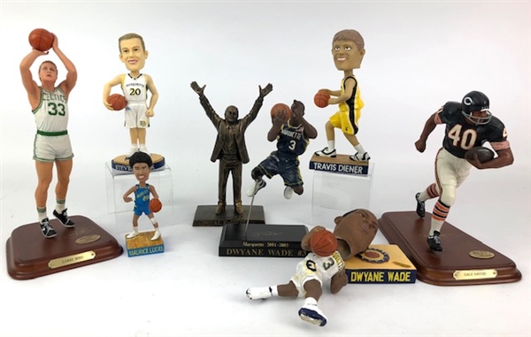 1970s-2000s Basketball & Football Statues & Bobble Heads (Lot of 8)