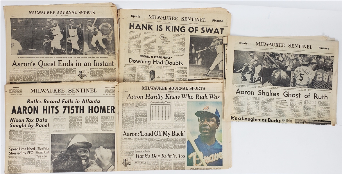 1974 Hank Aaron Milwaukee Braves 715th Historic Home Run Milwaukee Sentinel Newspapers 