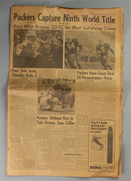 1966 (January 3) Green Bay Packers Capture Ninth World Title Green Bay Press Gazette Newspaper