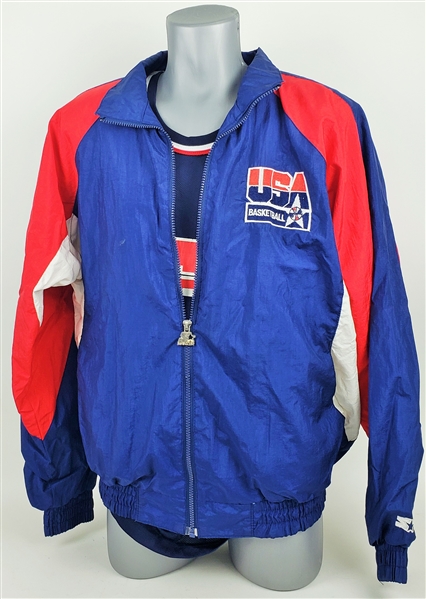 1990s Team USA Basketball Retail Apparel Collection - Lot of 2 w/ Starter Jacket & Shawn Kemp Jersey