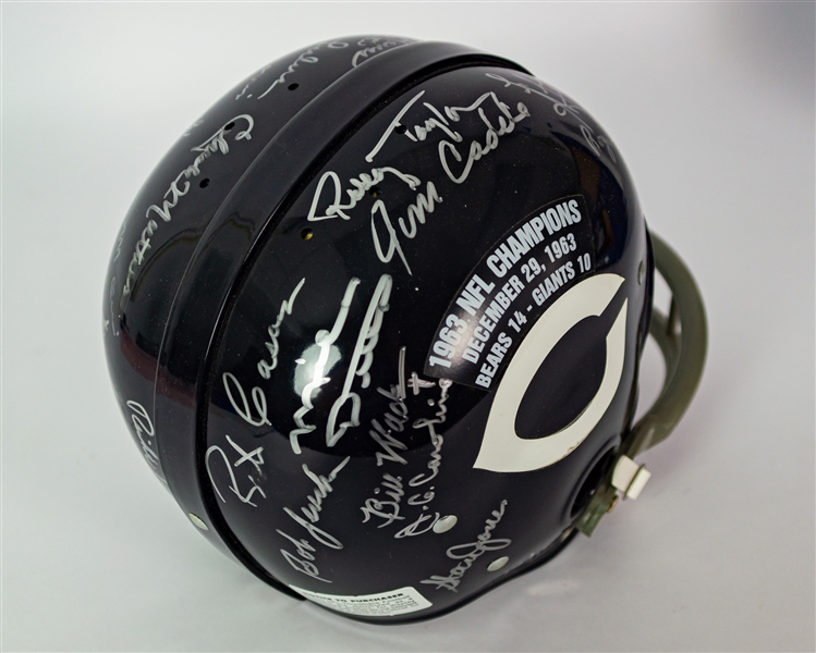1963 Chicago Bears NFL Champions Team Signed Full Size Display Helmet w/ 24 Signatures Including Mike Ditka, Billy Wade, Joe Fortunato & More (JSA) 14/163