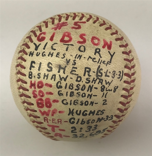 1967 (May 19) Bob Gibson St. Louis Cardinals ONL Giles Game Used Victory Baseball (MEARS LOA)