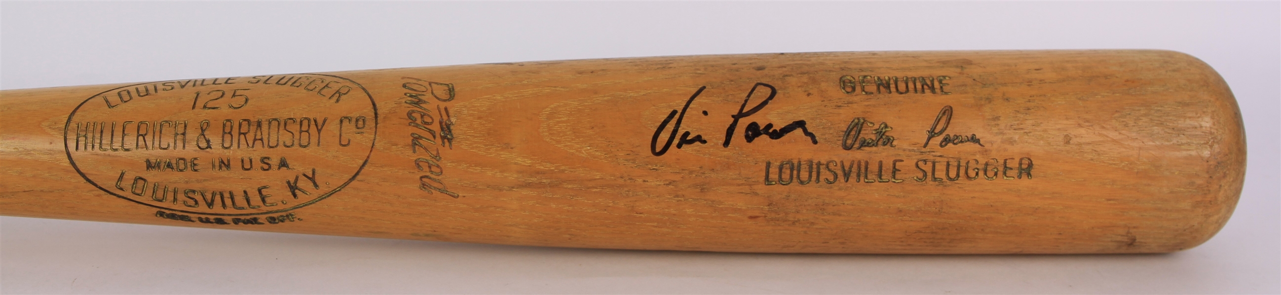 1961-64 Vic Power Indians/Twins/Angels Signed H&B Louisville Slugger Professional Model Game Used Bat (MEARS A7.5/JSA)