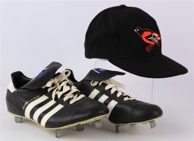 1970s-90 Jim Palmer Baltimore Orioles Adidas Cleats & Signed Post Career Cap (MEARS LOA/JSA)