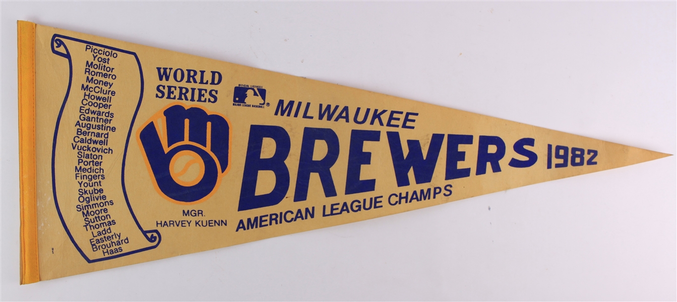 1982 Milwaukee Brewers 29" Full Size World Series Team Roster Pennant
