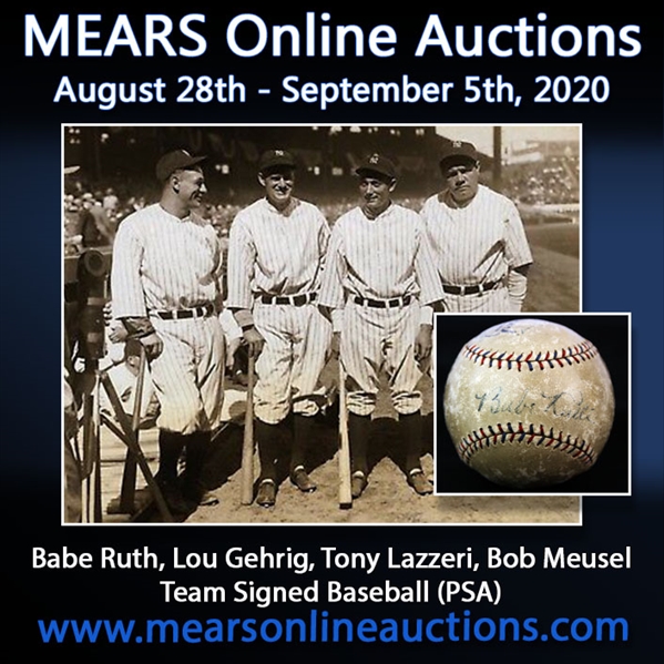1928-29 Babe Ruth Lou Gehrig Tony Lazzeri Bob Meusel New York Yankees Signed OAL Barnard Baseball (PSA/DNA)