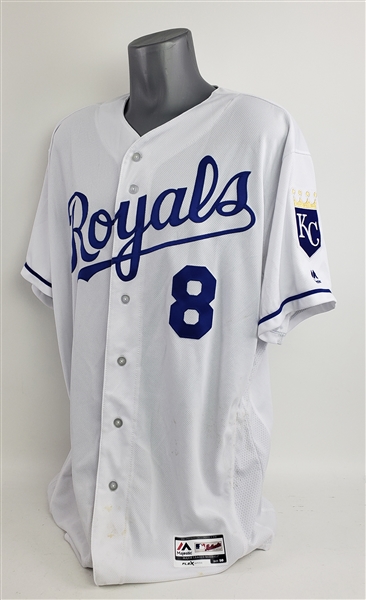 2017 Mike Moustakas Kansas City Royals Game Worn Home Jersey (MEARS LOA)