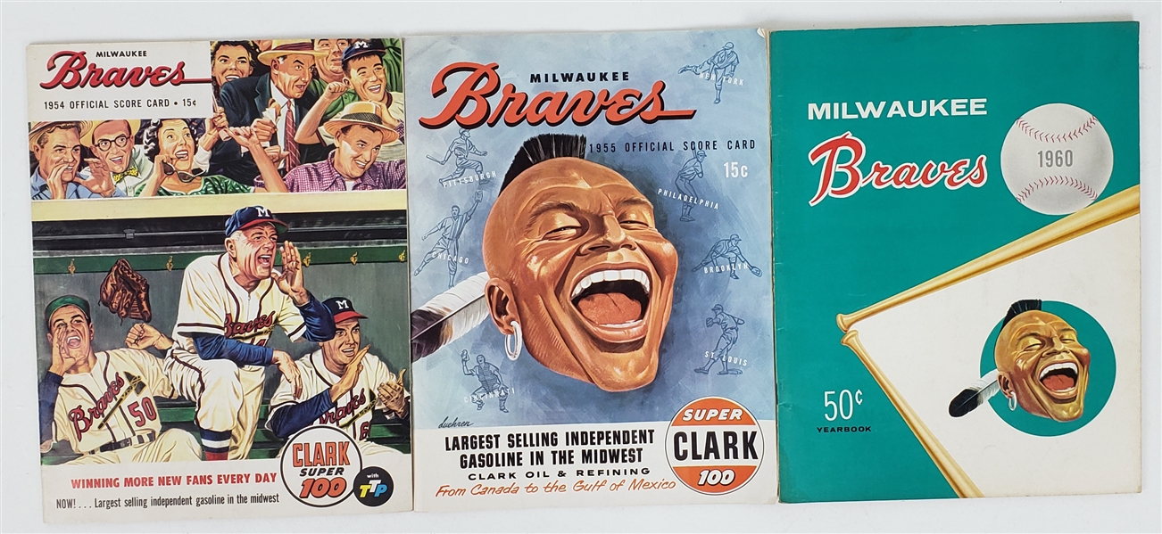 1954-60 Milwaukee Braves Game Programs & Yearbooks - Lot of 3