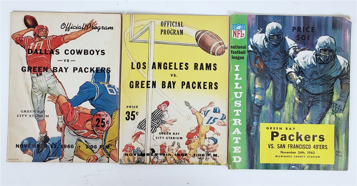 1960-63 Green Bay Packers City & Milwaukee County Stadium Game Programs - Lot of 3