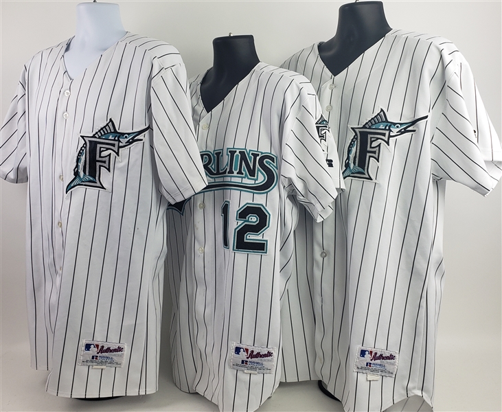 2003 Florida Marlins Jerseys - Lot of 3 w/ Gerald Williams, Allen Levrault, Mike Mordecai World Series Issued & More (MEARS LOA)