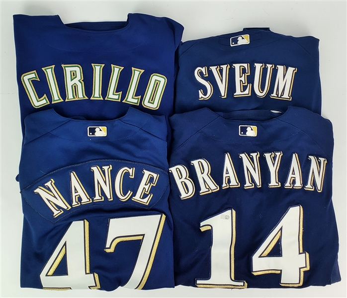 1999-2011 Milwaukee Brewers Game Worn Jersey Collection - Lot of 4 w/ Jeff Cirillo Signed, Dale Sveum Signed, Russell Branyan & More (MEARS LOA) 