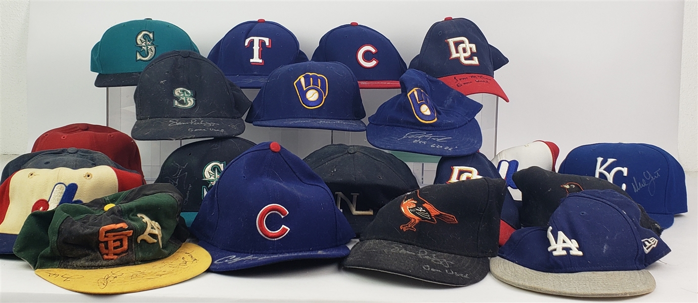 1980s-2000s Baseball Hat Collection - Lot of 19 w/ Andre Dawson Signed, Sammy Sosa Signed, Montreal Expos Pro Model & More (MEARS LOA)