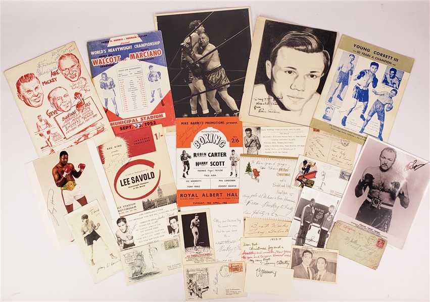1910s-80s Boxing Memorabilia Collection - Lot of 60 w/ Signed Items, Photos, Ticket Stubs & More