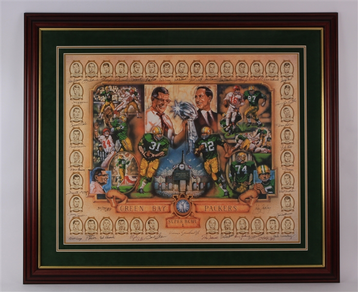 2001 Green Bay Packers Super Bowl I Champion Team Signed 36" x 42" Framed Artist Proof Lithograph w/ 33 Signatures Including Bart Starr, Paul Hornung & More (JSA/Artist COA) 31/75