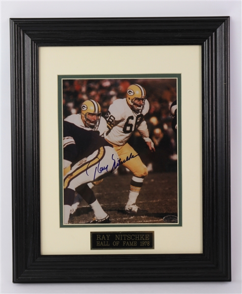 1990s Ray Nitschke Green Bay Packers Signed 14" x 17" Framed Photo (JSA)