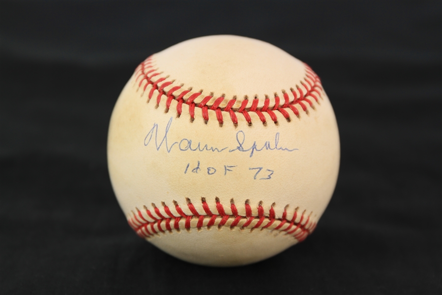 1995-99 Warren Spahn Milwaukee Braves Signed ONL Coleman Baseball (JSA)