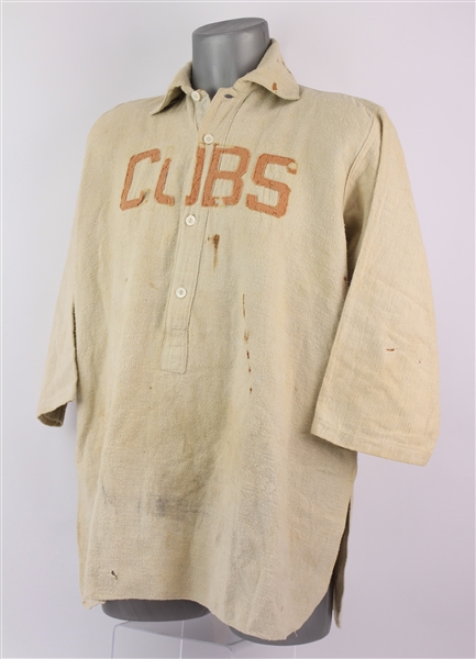 1900s-10s Cubs Collared Goldsmith Flannel Baseball Jersey (MEARS LOA) 