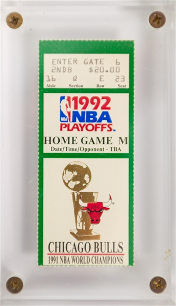 1992 Michael Jordan Chicago Bulls World Championship Chicago Stadium NBA Finals Home Game 6 (M) Ticket Stub