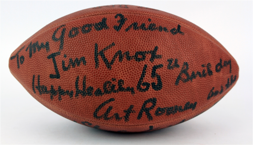 1980s Art Rooney Pittsburgh Steelers Signed & Inscribed ONFL Rozelle Football (*Full JSA Letter*)