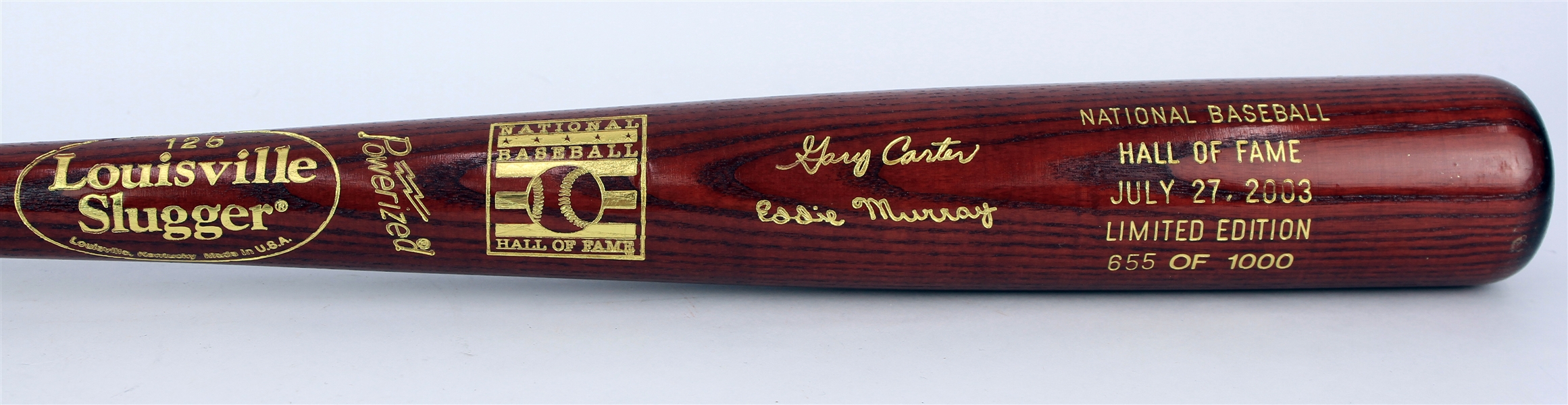 2003 Gary Carter Eddie Murray Louisville Slugger Hall of Fame Commemorative Bat (655/1000)