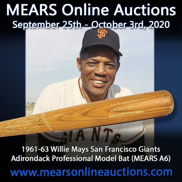 1961-63 Willie Mays San Francisco Giants Adirondack Professional Model Bat (MEARS A6)