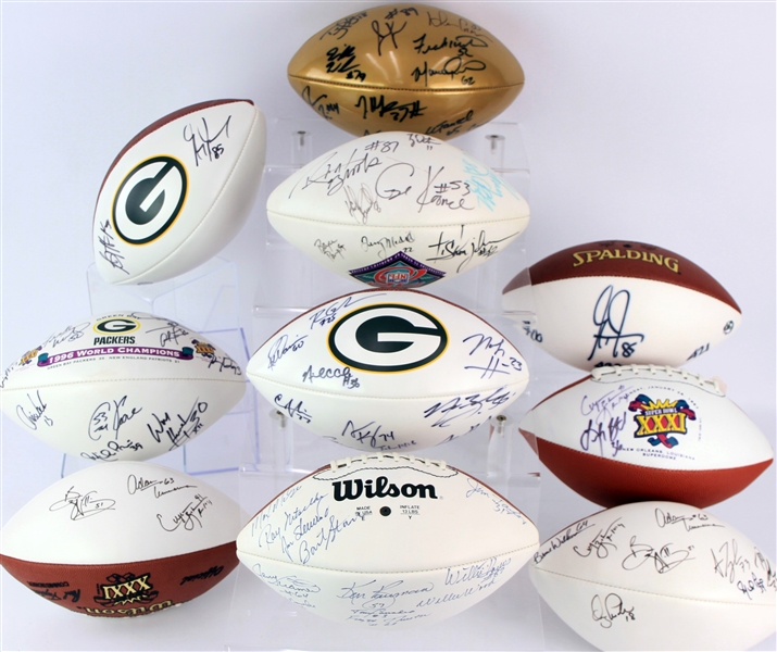 1990s-2000s Green Bay Packers Multi Signed Footballs - Lot of 10 w/ Tony Canadeo, Bart Starr, Ray Nitschke, Aaron Rodgers & More (JSA)