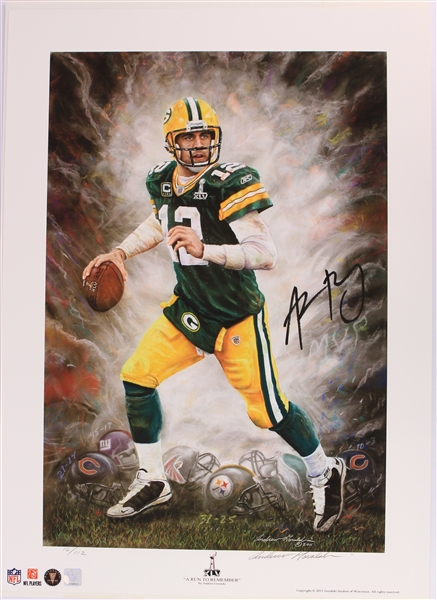 2011 Aaron Rodgers Green Bay Packers Signed 24" x 32" A Run To Remember Lithograph (JSA) 16/112 