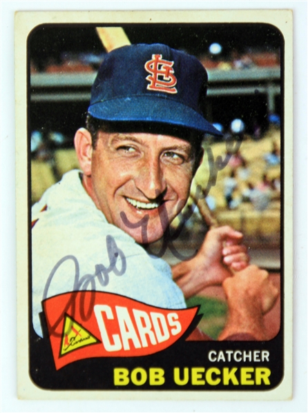 1965 Bob Uecker St. Louis Cardinals Signed Topps Trading Card (JSA)