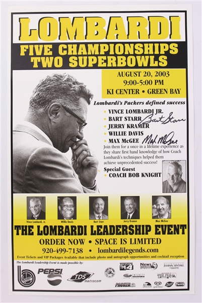 2003 Bart Starr Max McGee Green Bay Packers Signed 11" x 17" Lombardi Leadership Poster (JSA)